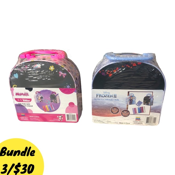Disney Minnie Mouse Frozen Chalk Stencil Activity Pack Medal Tin Pencil Box NWT - Picture 2 of 5